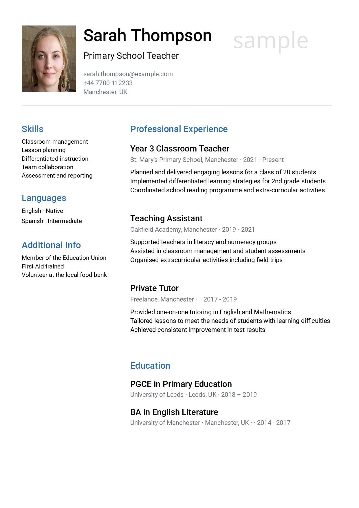 Sample CV Preview